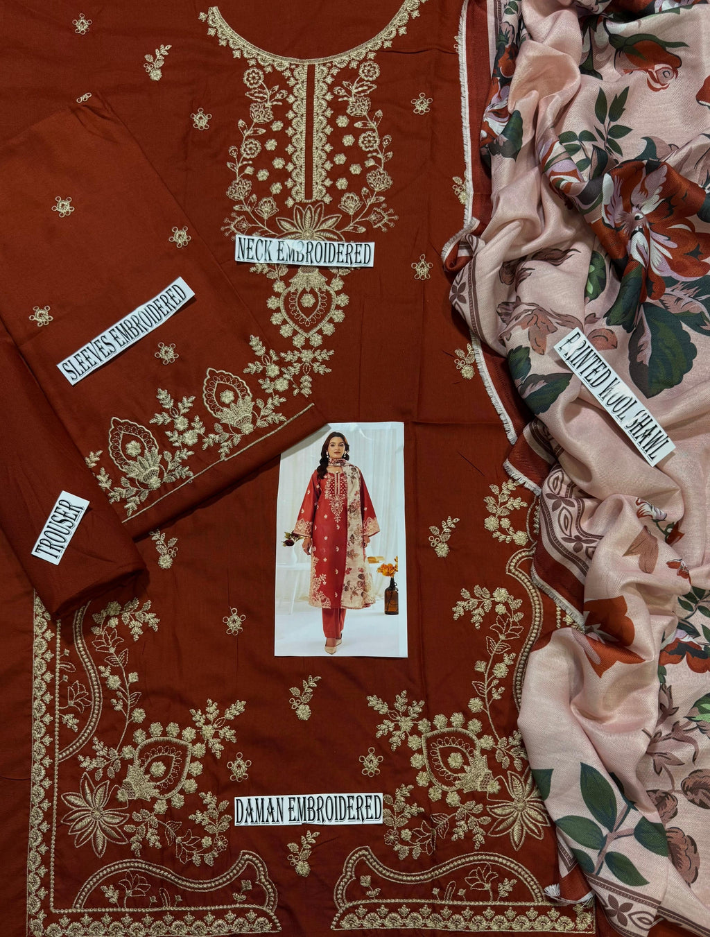 MOHAGNI-EMBROIDERED DHANAK UNSTICHED 3PC(SL-452)