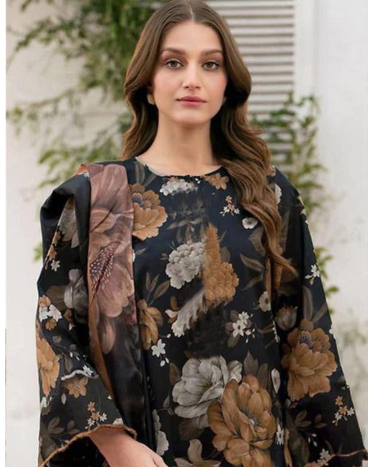 BAROQUE DAMAN APLIC WORK PRINTED-EMBROIDERED LINEN UNSTICHED 3PC (SL-2384)