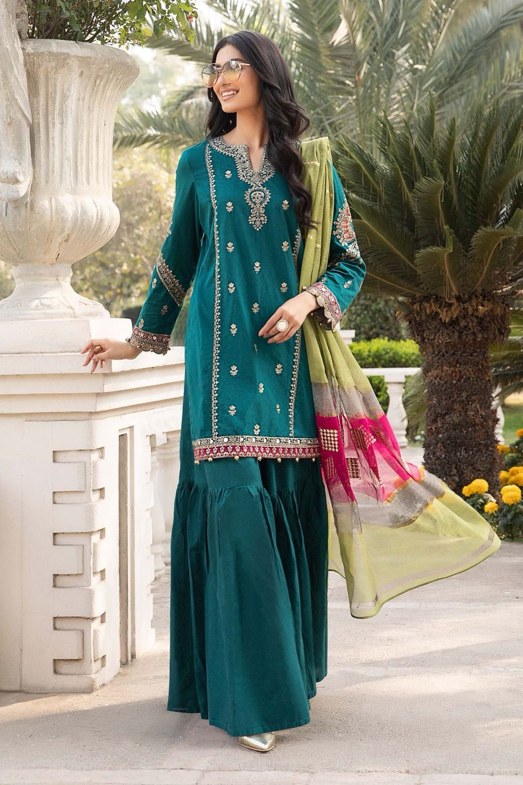 MARIA B-EMBROIDERED DHANAK 3pc