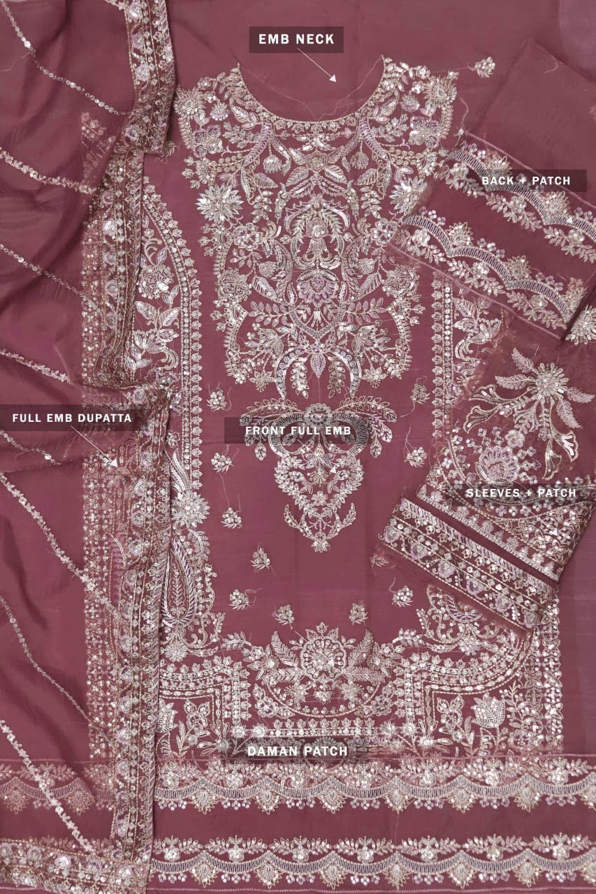 GUL-E-NARGIS - AFSANA- HEAVY EMBROIDERED ORGANZA UNSTICHED PARTY WEAR DRESS-(SL-359802)