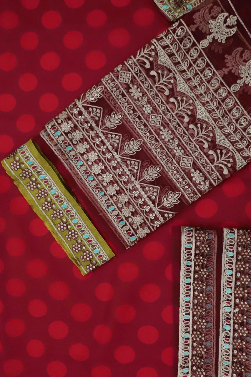 MARIA B - UNSTICHED ORGANZA EMBROIDERED PARTY WEAR UNSTICHED DRESS (SL-284)