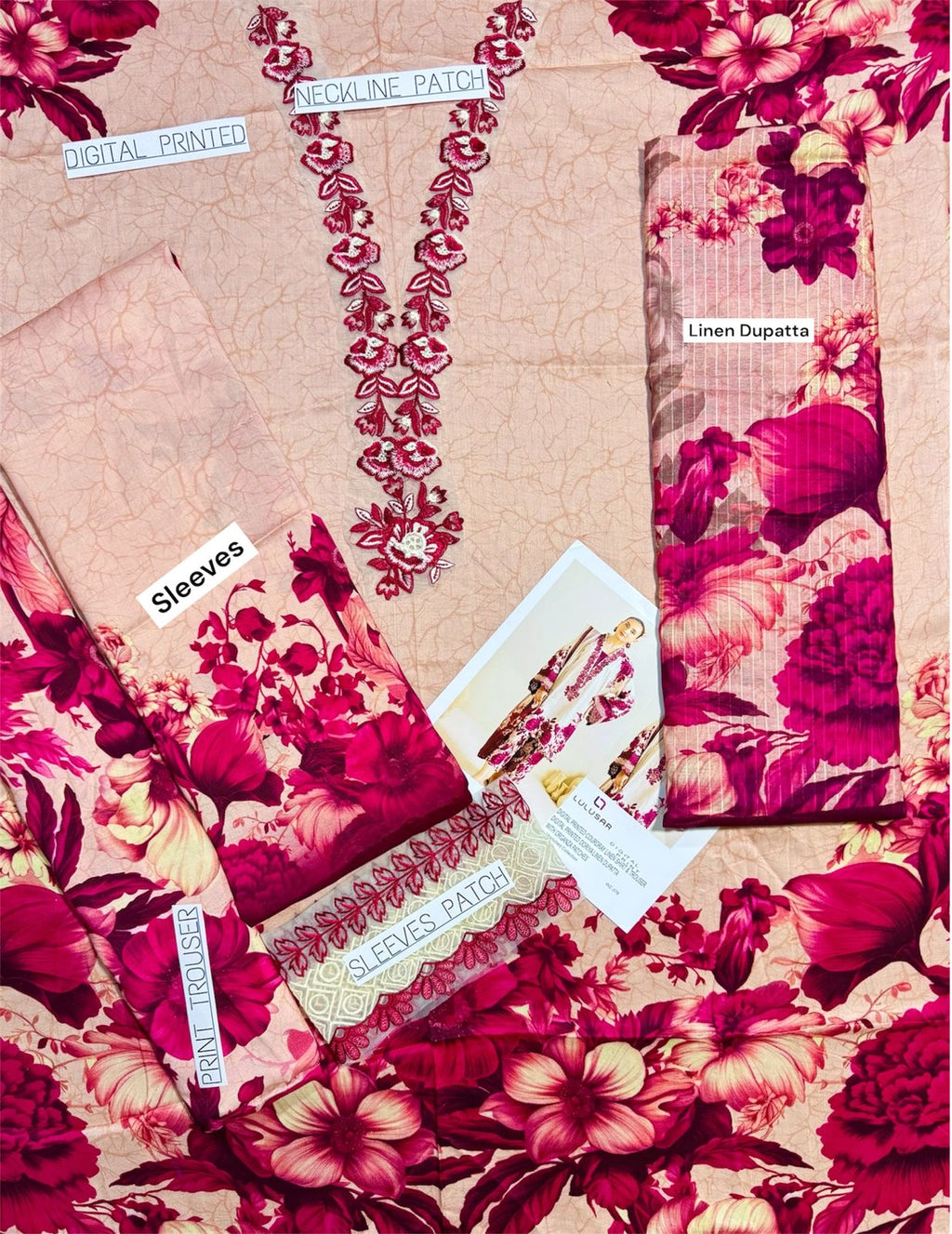 ADAN’s LIBAS - PRINTED UNSTICHED LINEN 3pc EMBROIDERED PATCH