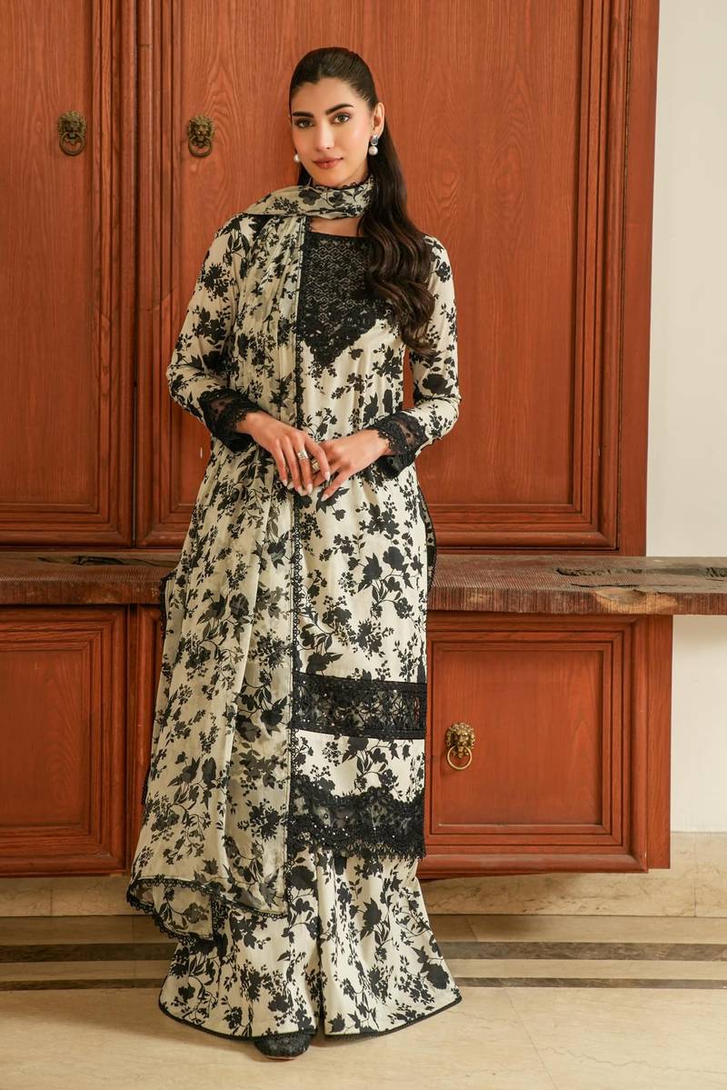 Laila- ANEELA’s COLLECTION  UNSTICHED PRINTED EMBROIDERED LINEN 3pc (SL-1755)