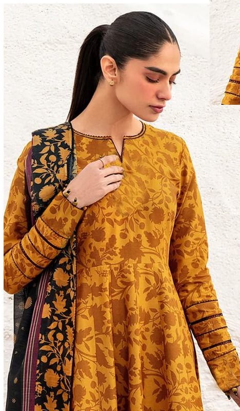 JAZMINE LUXE DAMAN BORING PRINTED-EMBROIDERED UNSTICHED LINEN 3PC (SL-6991)