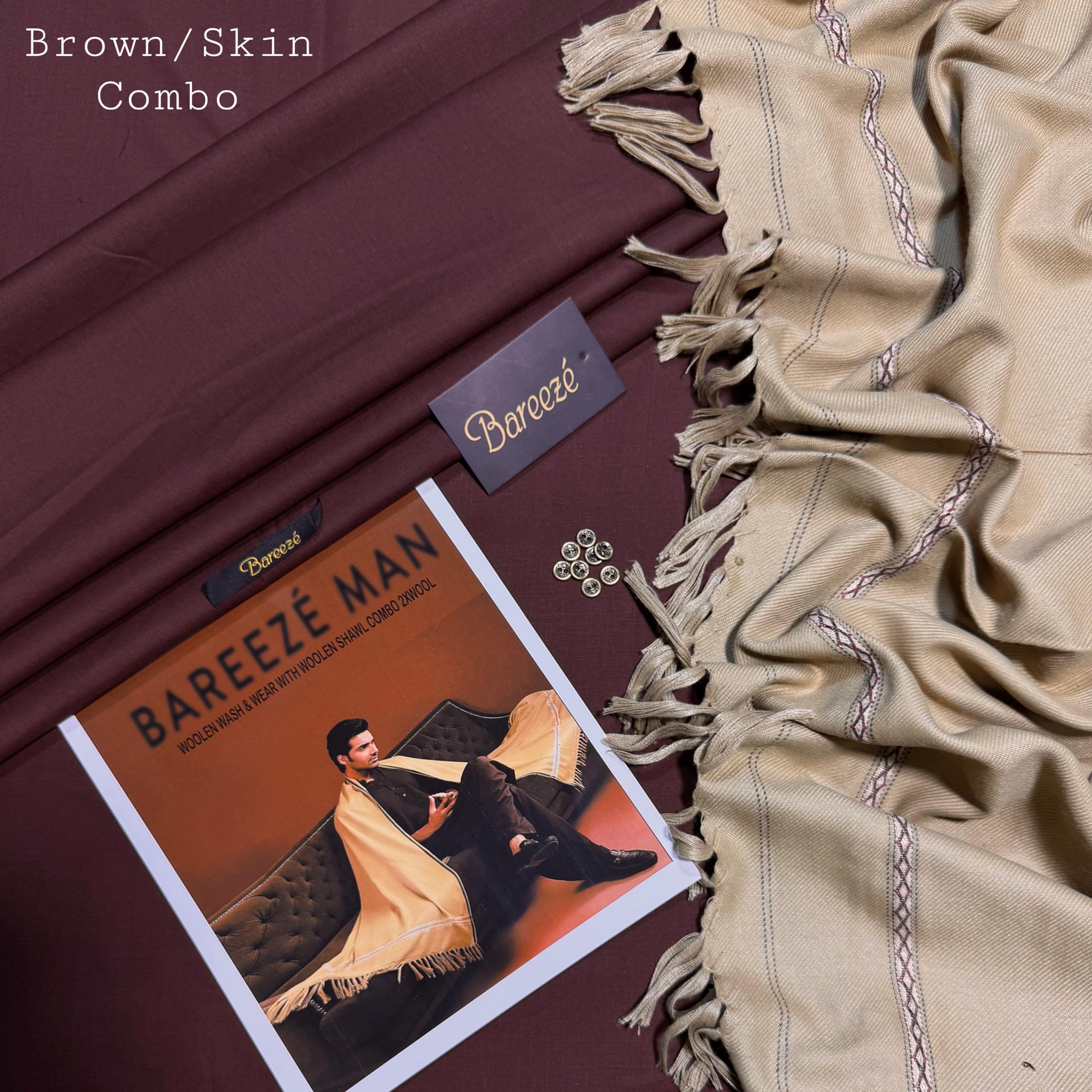 MEN’s PREMIUM WOOLEN WASH&WEAR WITH WOOL SHAWL (MAROON&CREAM SKIN COMBO)