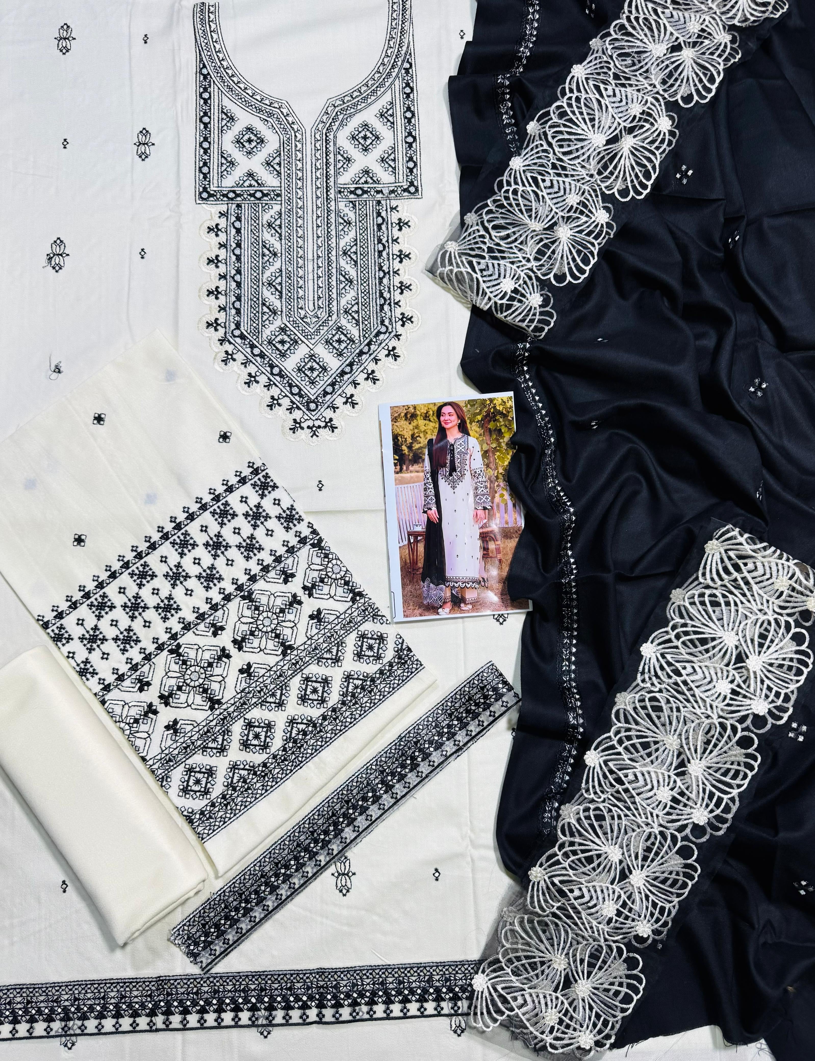 ALLY’s EMBROIDERED DHANAK UNSTICHED 3pc (SL-9272)