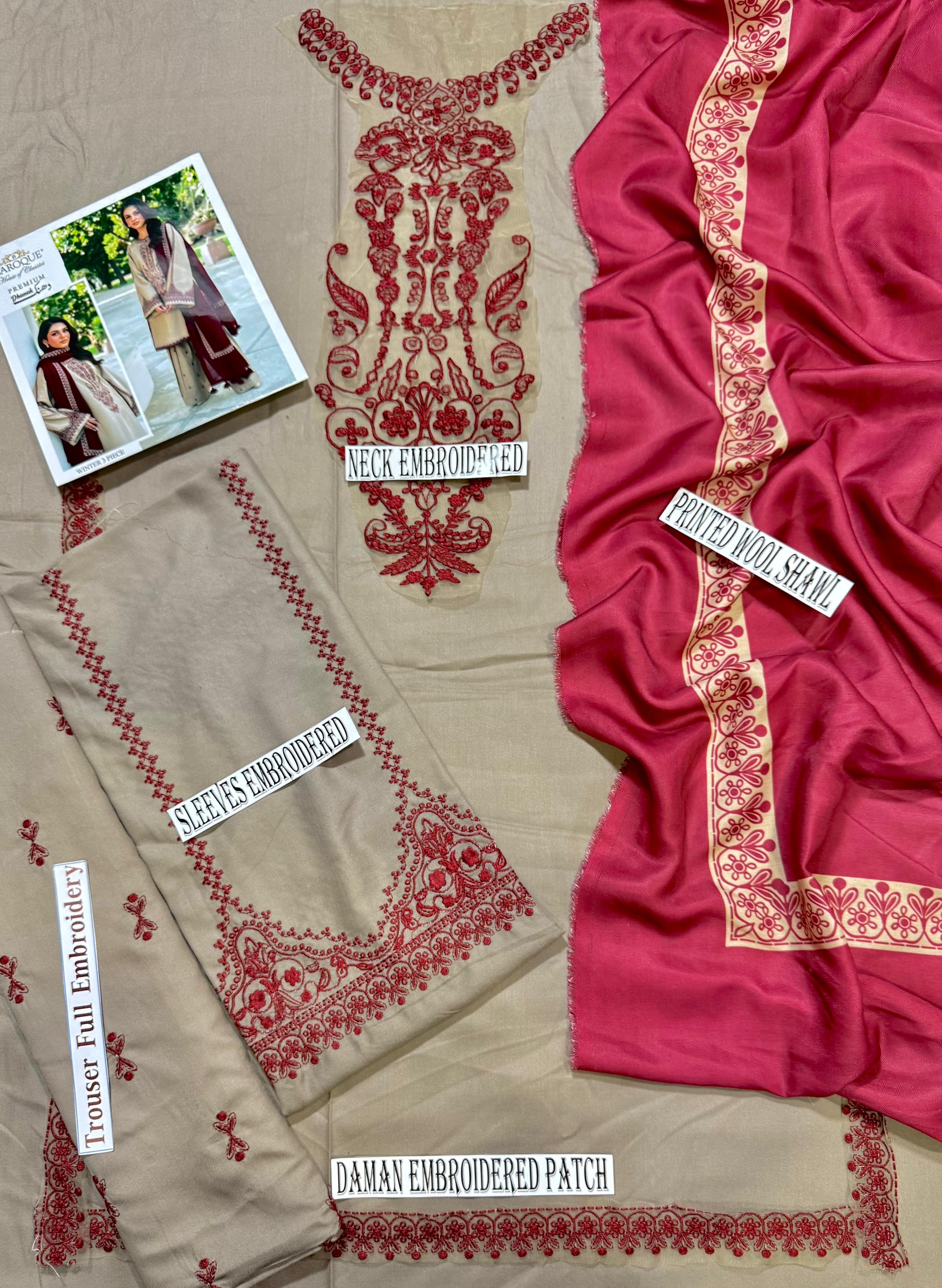 URGE EMBROIDERED DHANAK UNSTICHED 3pc (SL-4548)