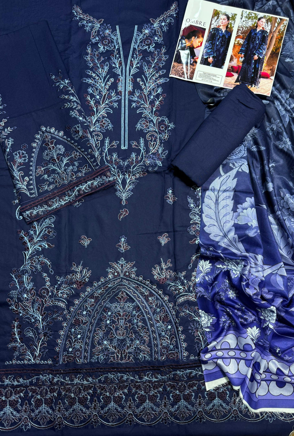 JADE OMBRE X HANIA HEAVY EMBROIDERED DHANAK UNSTICHED 3PC (SL-20696)