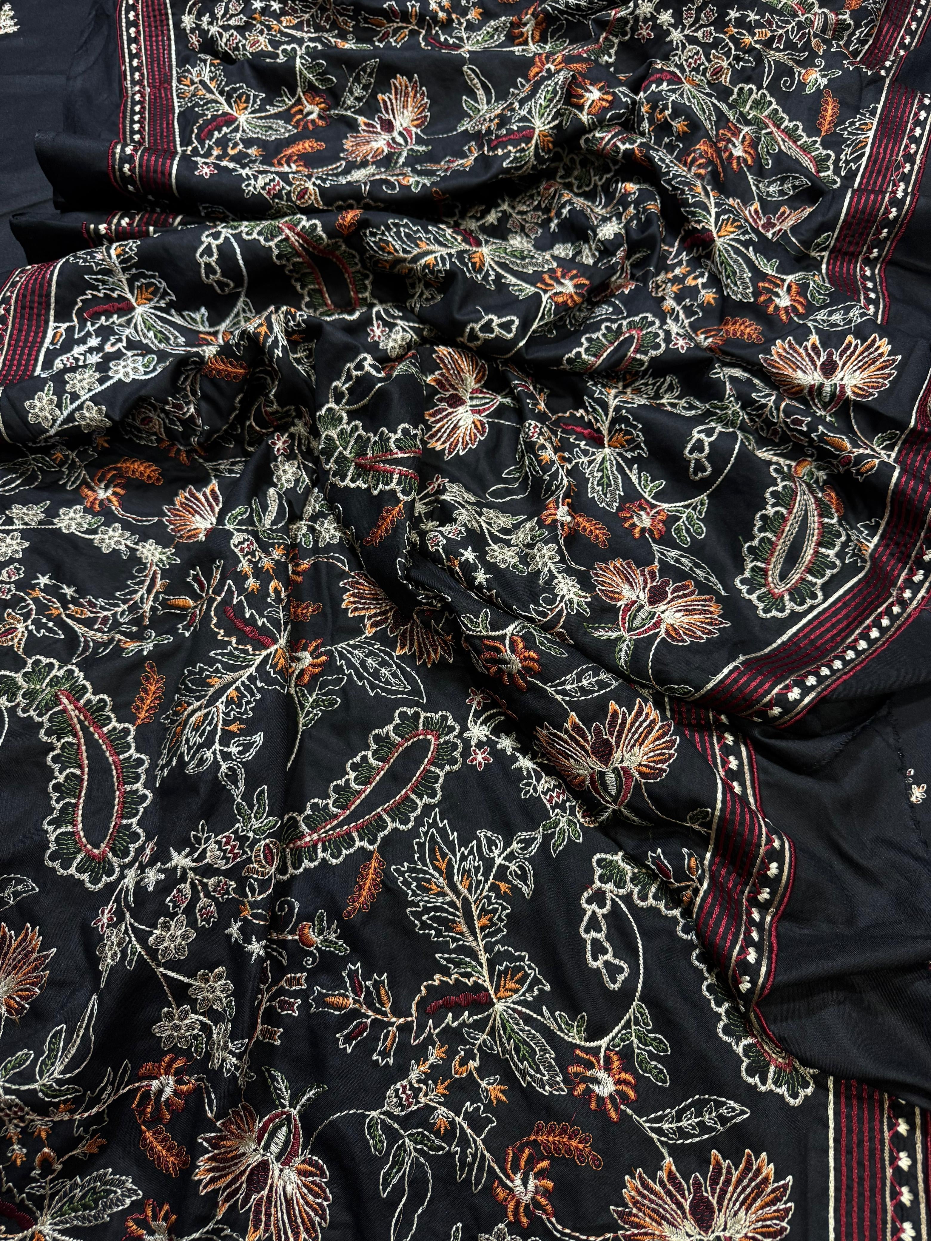 BAREEZE HEAVY EMBROIDERED DHANAK UNSTICHED 3pc (SL-6213)