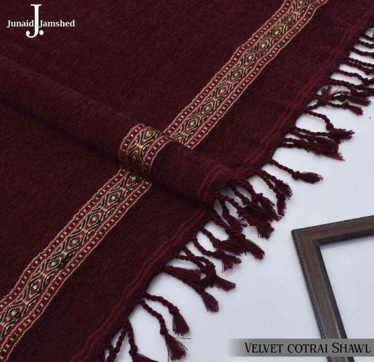 J. Men’s Premium Velvet Cotrai Shawl (Mehroon)
