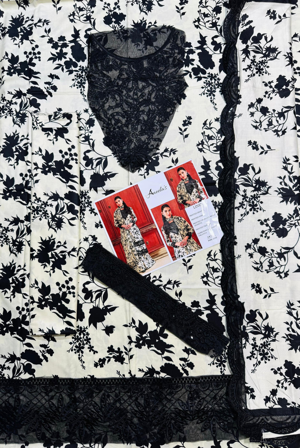 Laila- ANEELA’s COLLECTION  UNSTICHED PRINTED EMBROIDERED LINEN 3pc (SL-1755)