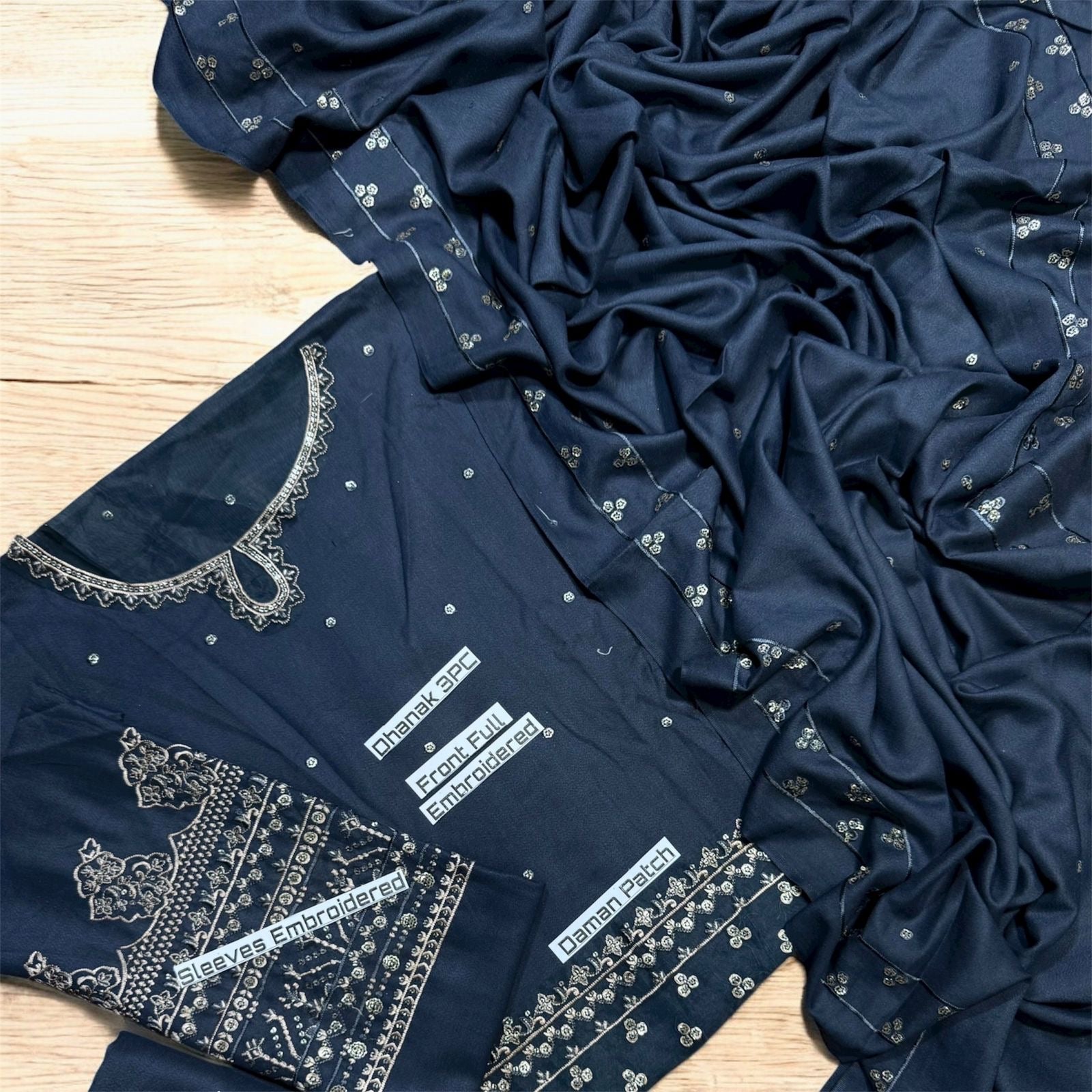 ZARA SHAH JAHAN EMBROIDERED DHANAK UNSTICHED 3pc