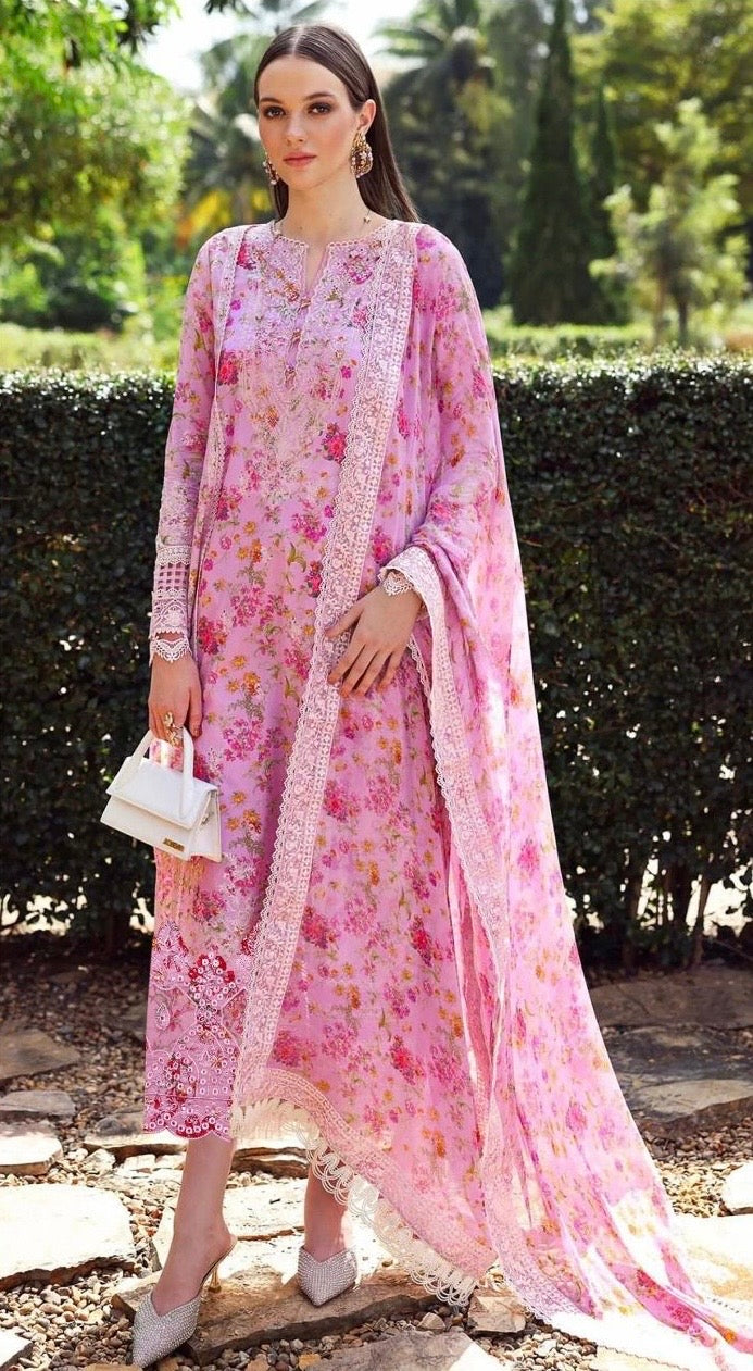 MARIA B-LUXE-EMBROIDERED PRINTED LINEN UNSTICHED 3pc (SL-911)