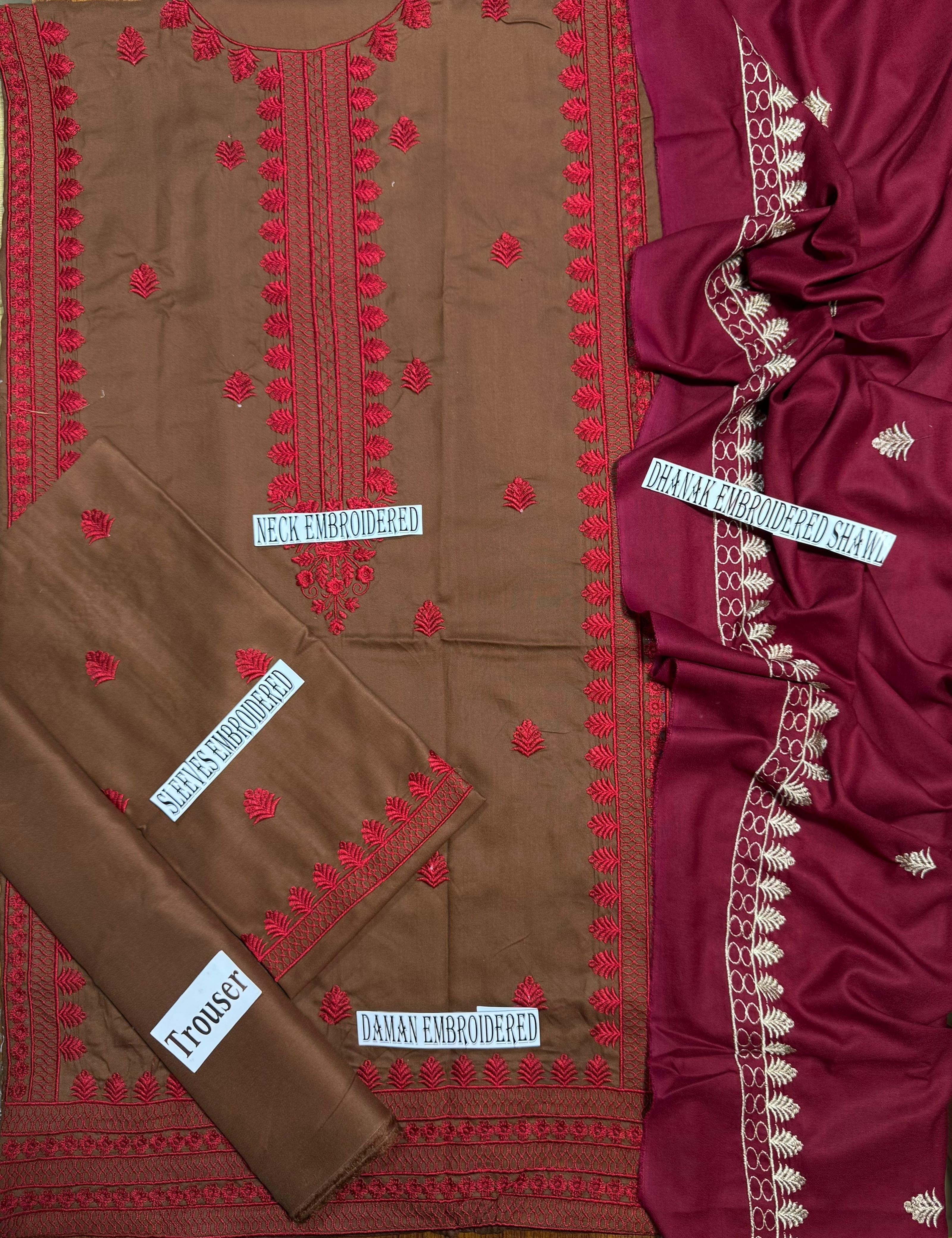 HANIA AMIR-EMBROIDERED DHANAK 3pc (SL-14)