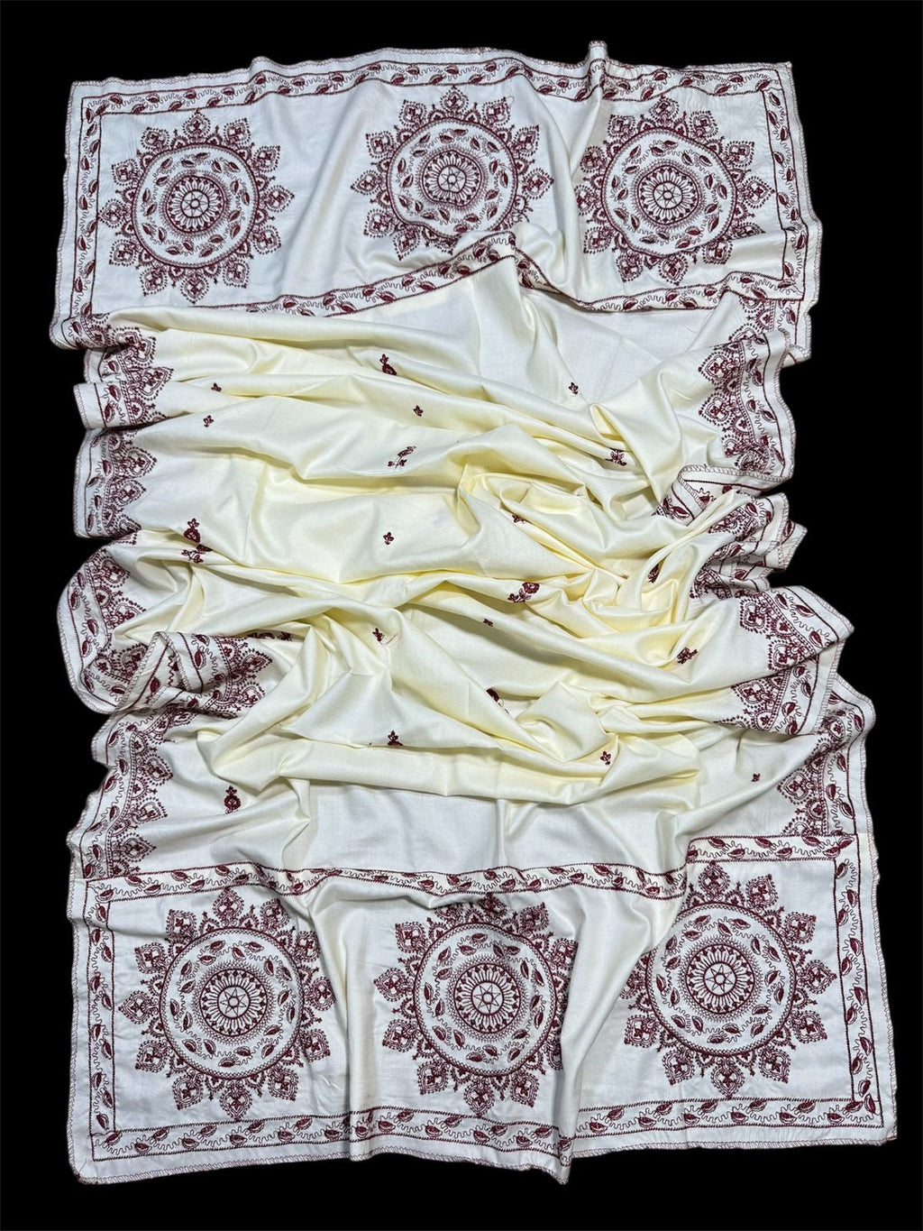 ANEELAS-3PC DHANAK EMBROIDERED SHIRT WITH DHANAK EMBROIDERED SHAWL & TROUSER SL-1155