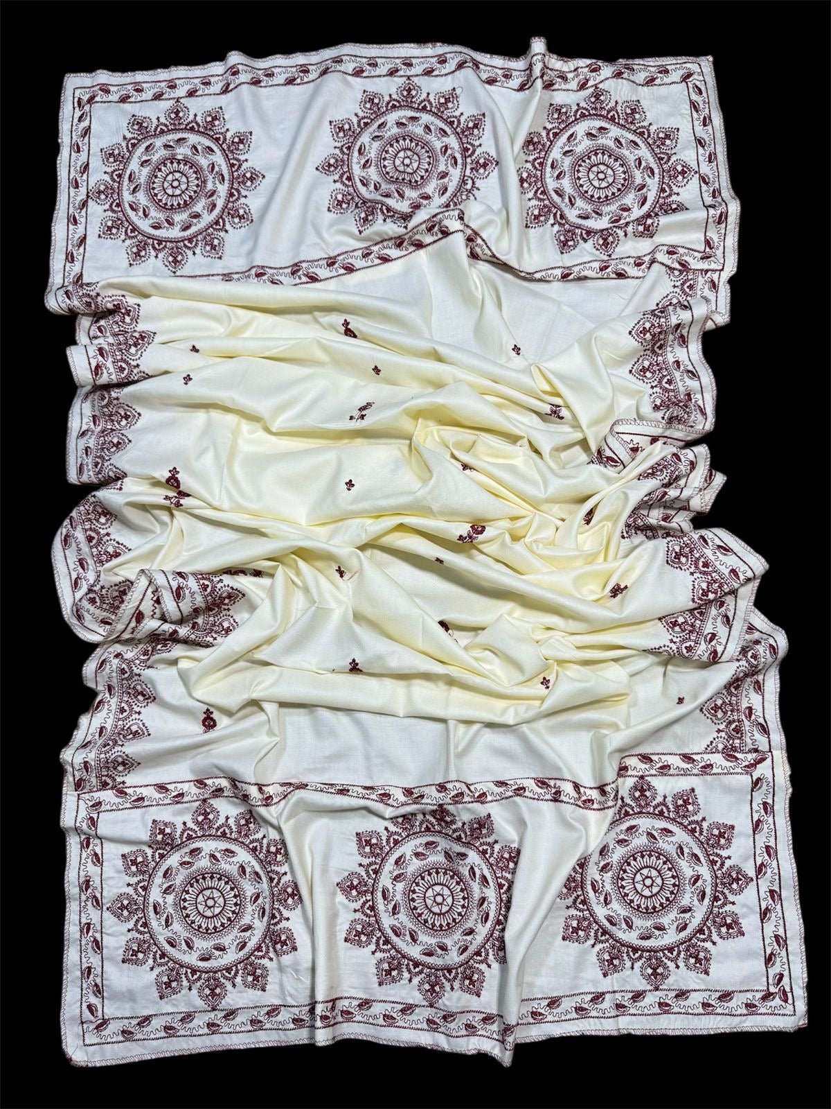 ANEELAS-3PC DHANAK EMBROIDERED SHIRT WITH DHANAK EMBROIDERED SHAWL & TROUSER SL-1155