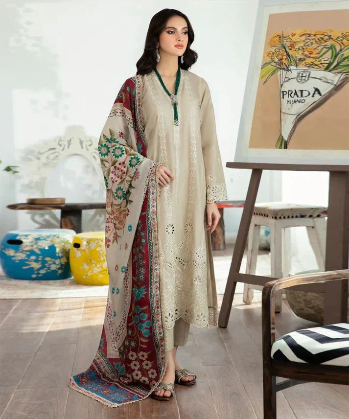 MARIA B -EMBROIDERED DHANAK UNSTICHED 3pc
