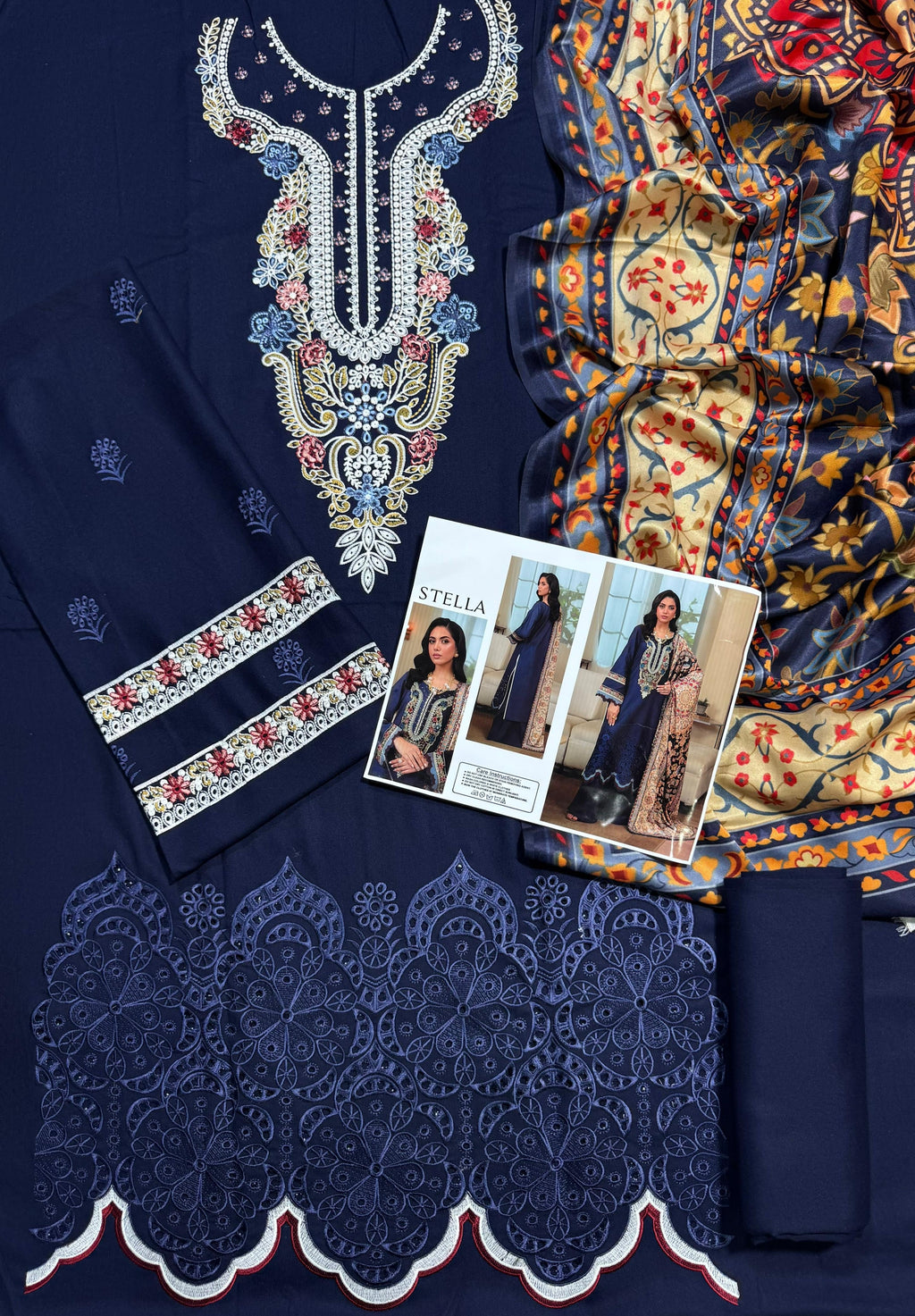 MAHNUT - EMBROIDERED DHANAK UNSTICHED 3PC (SL-2495)