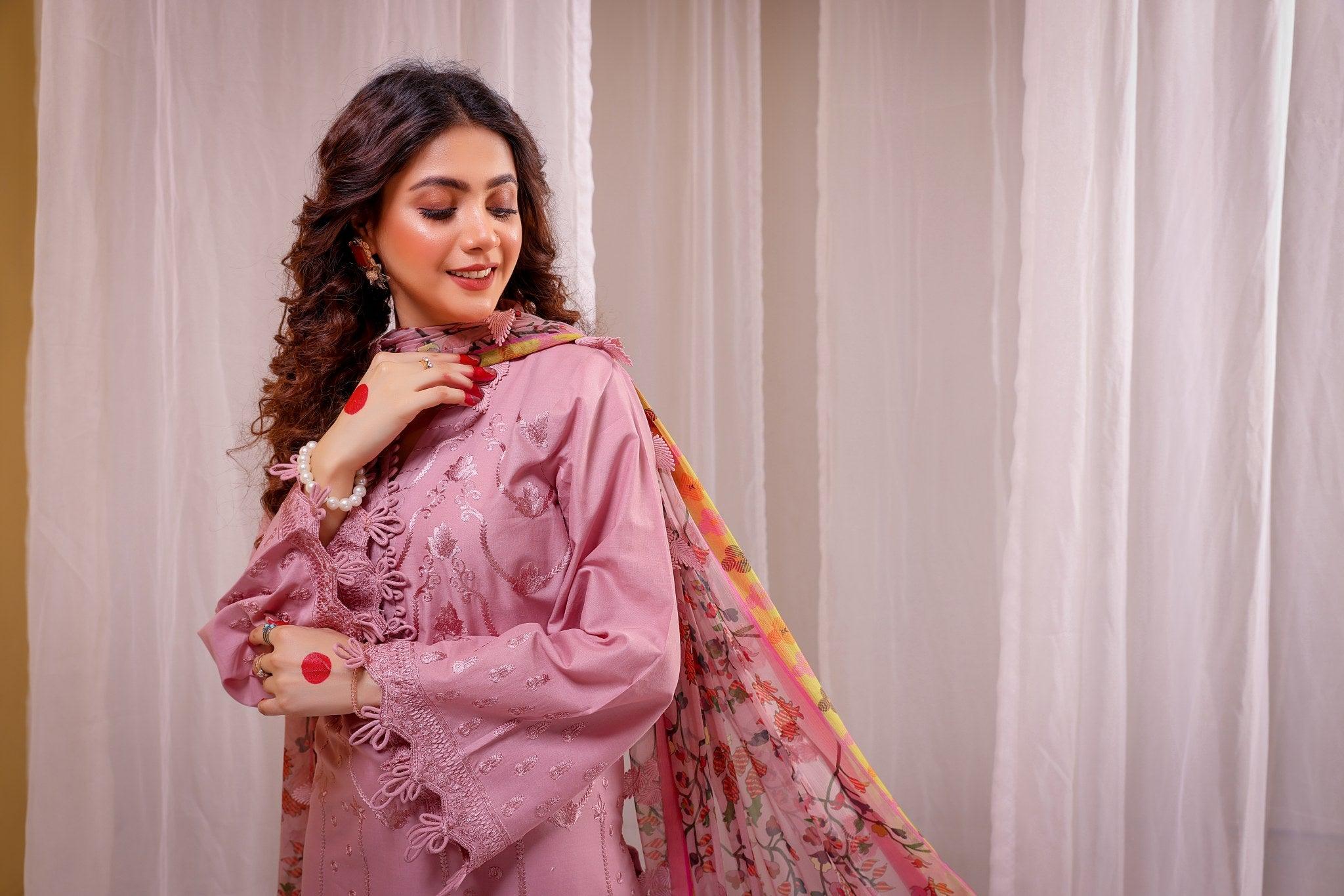 ROSELLA EMBROIDERED DHANAK 3pc (SL-02)