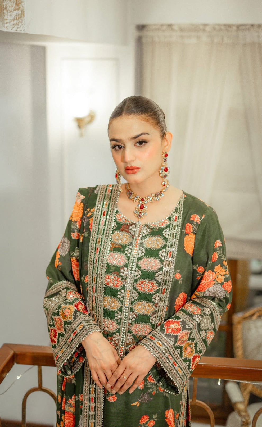Sahiba-ANEELA’s COLLECTION PRINTED EMBROIDERED DHANAK UNSTICHED 3pc