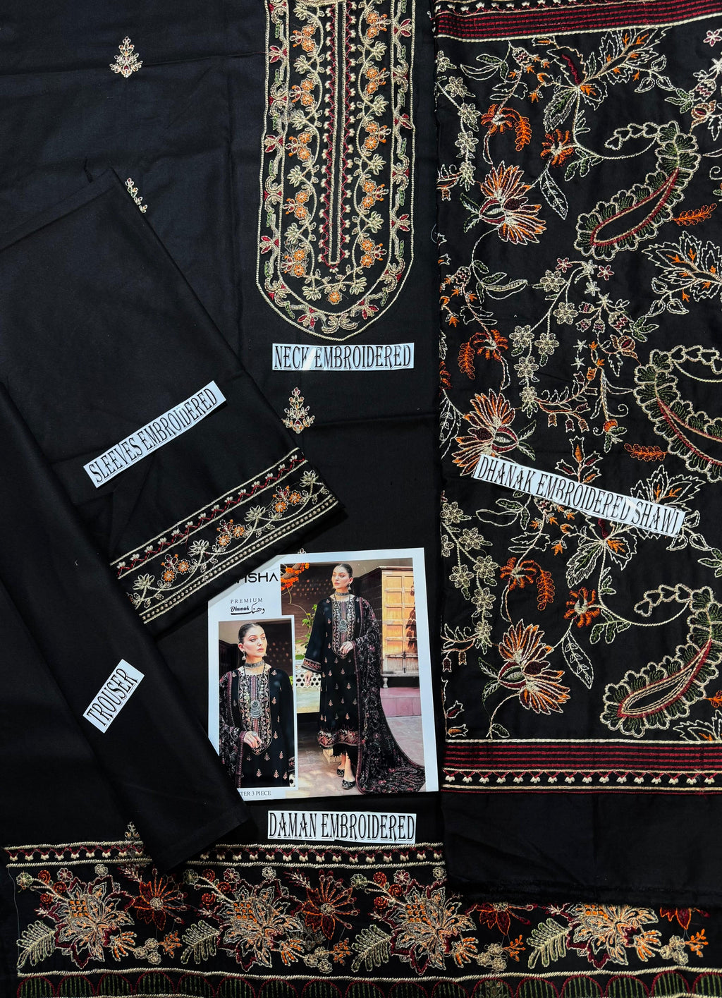 BAREEZE HEAVY EMBROIDERED DHANAK UNSTICHED 3pc (SL-6213)