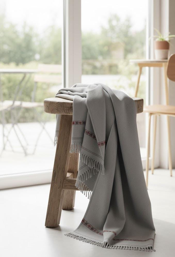 J. Men’s Wool Shawl (Light Grey)