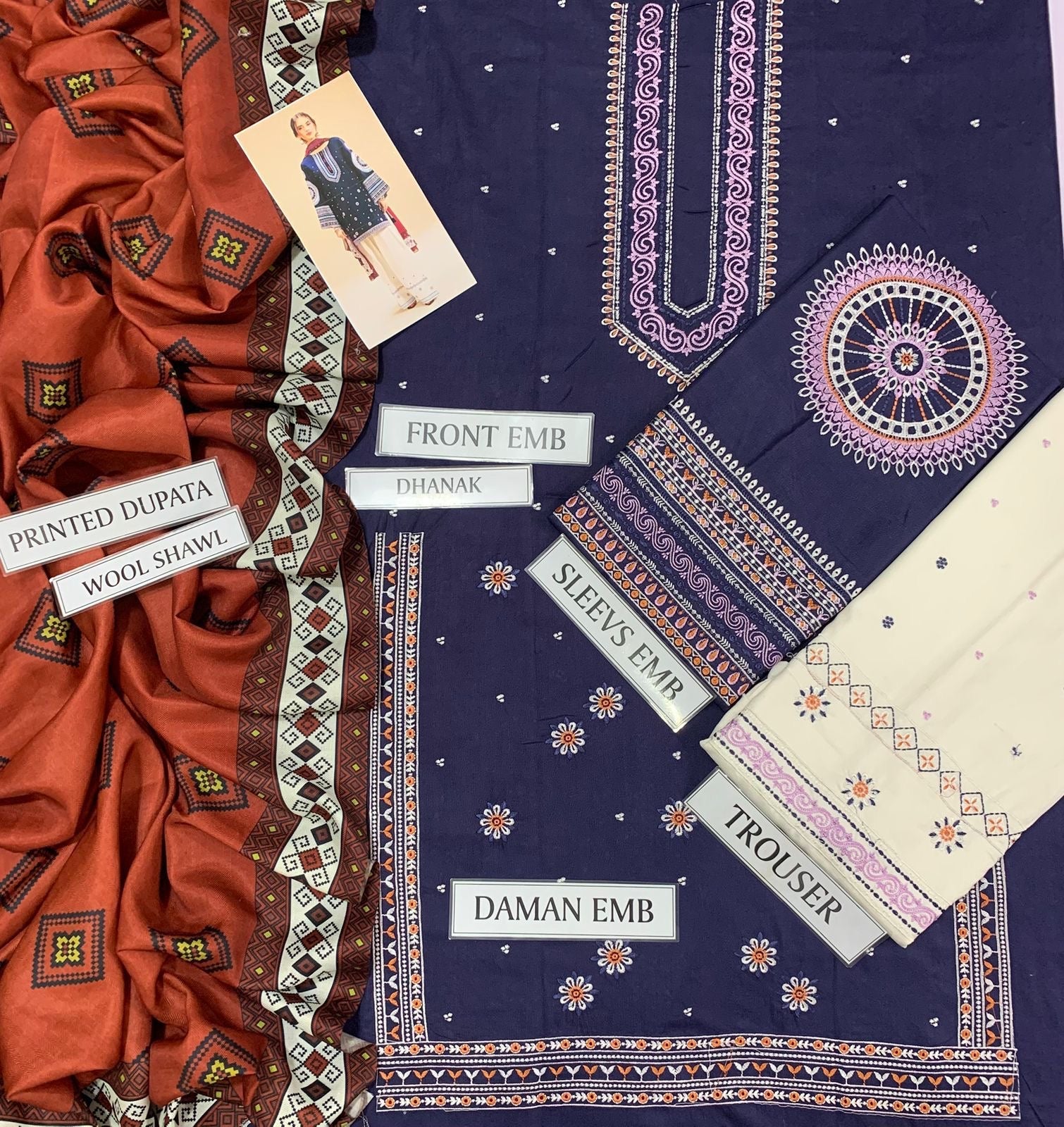 JAZMINE-HEAVY EMBROIDERED DHANAK 3pc (SL-1655)