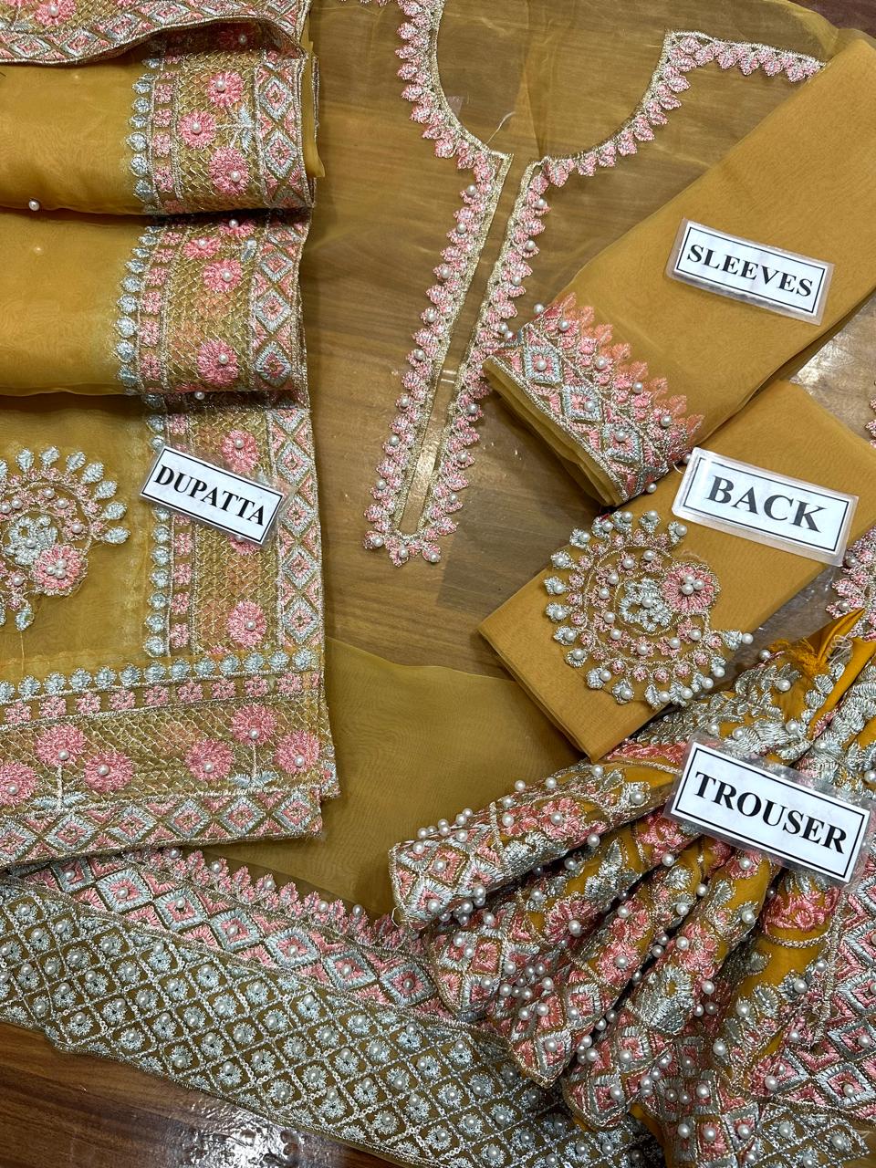 Laam brand wedding dress organza stuff unstitched 3pc JB 513