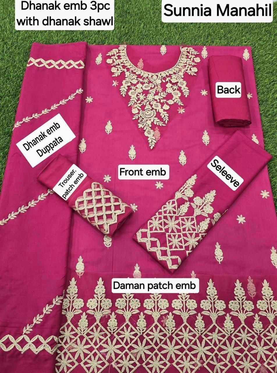 SUNNIA DHANAK 3PC FULL EMBROIDERED