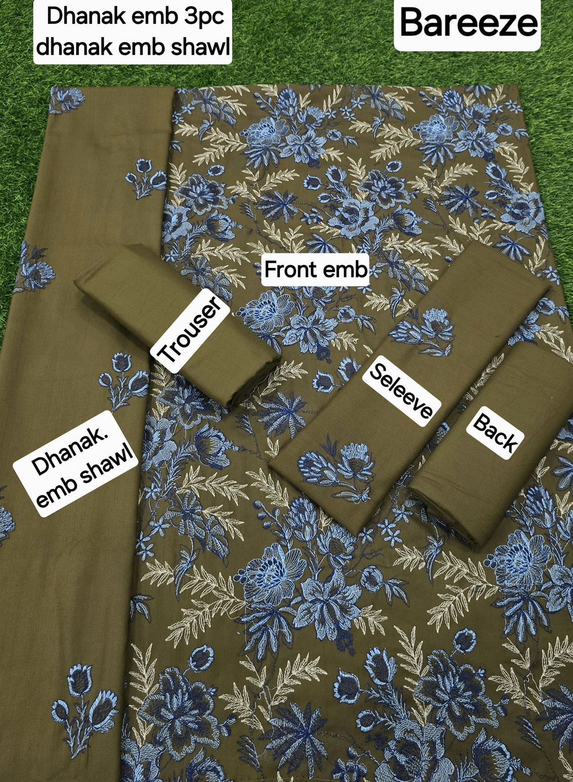 BAREEZE DHANAK EMBROIDERY 3PC