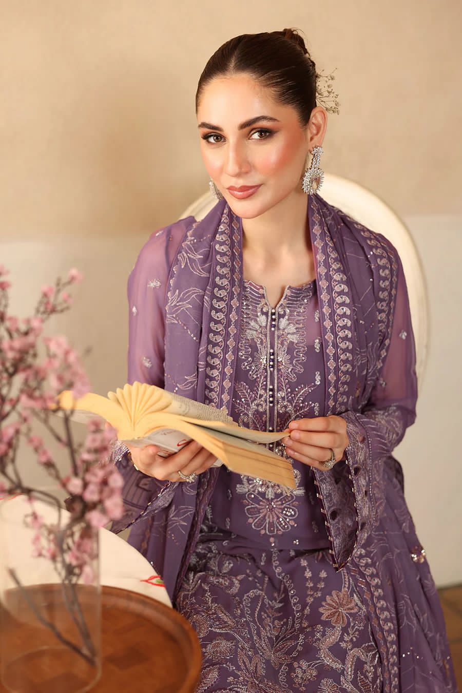 Maria b luxury embroidered unstitched shafoon 3pc JB-512