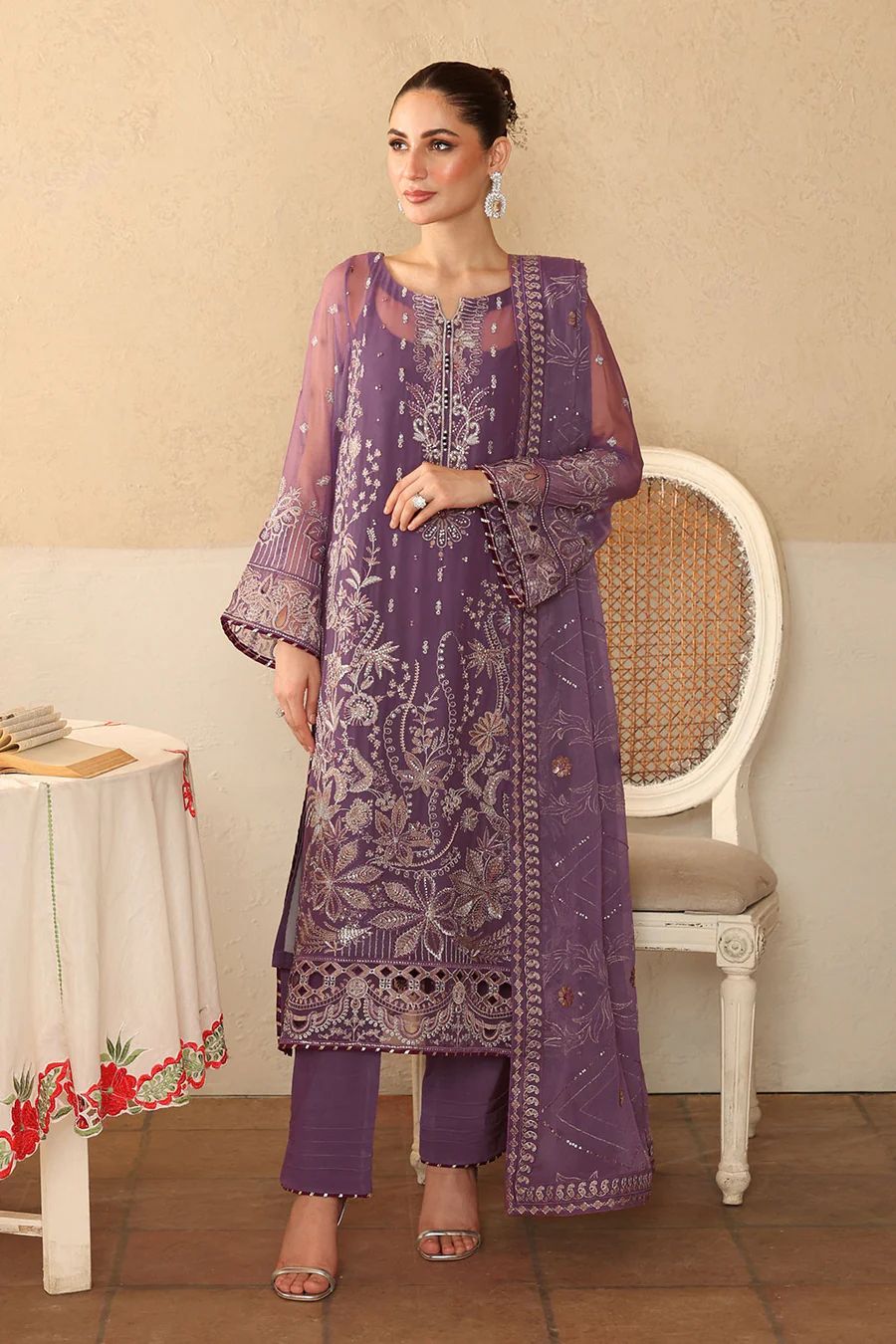 Maria b luxury embroidered unstitched shafoon 3pc JB-512
