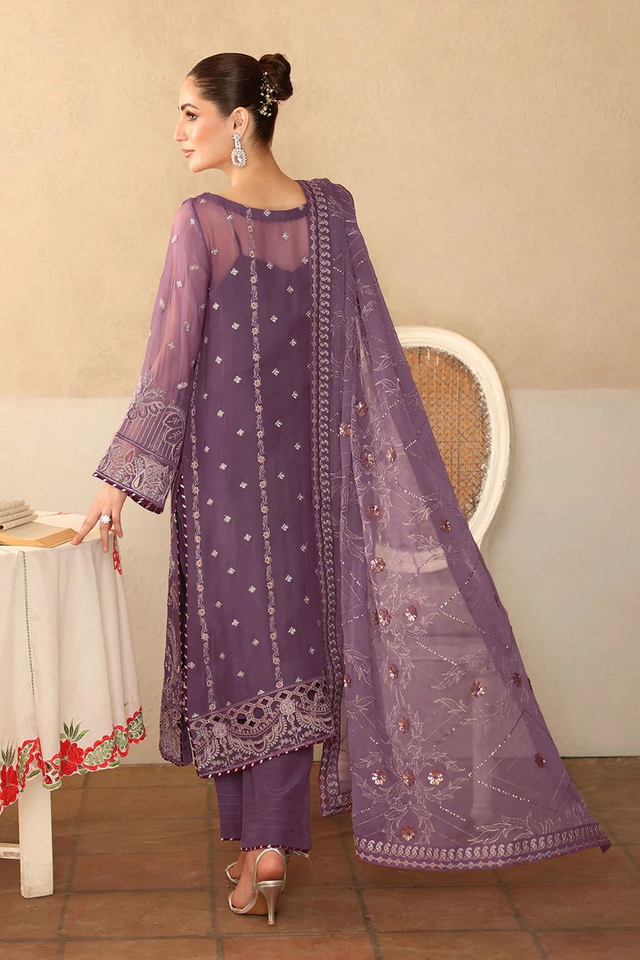 Maria b luxury embroidered unstitched shafoon 3pc JB-512