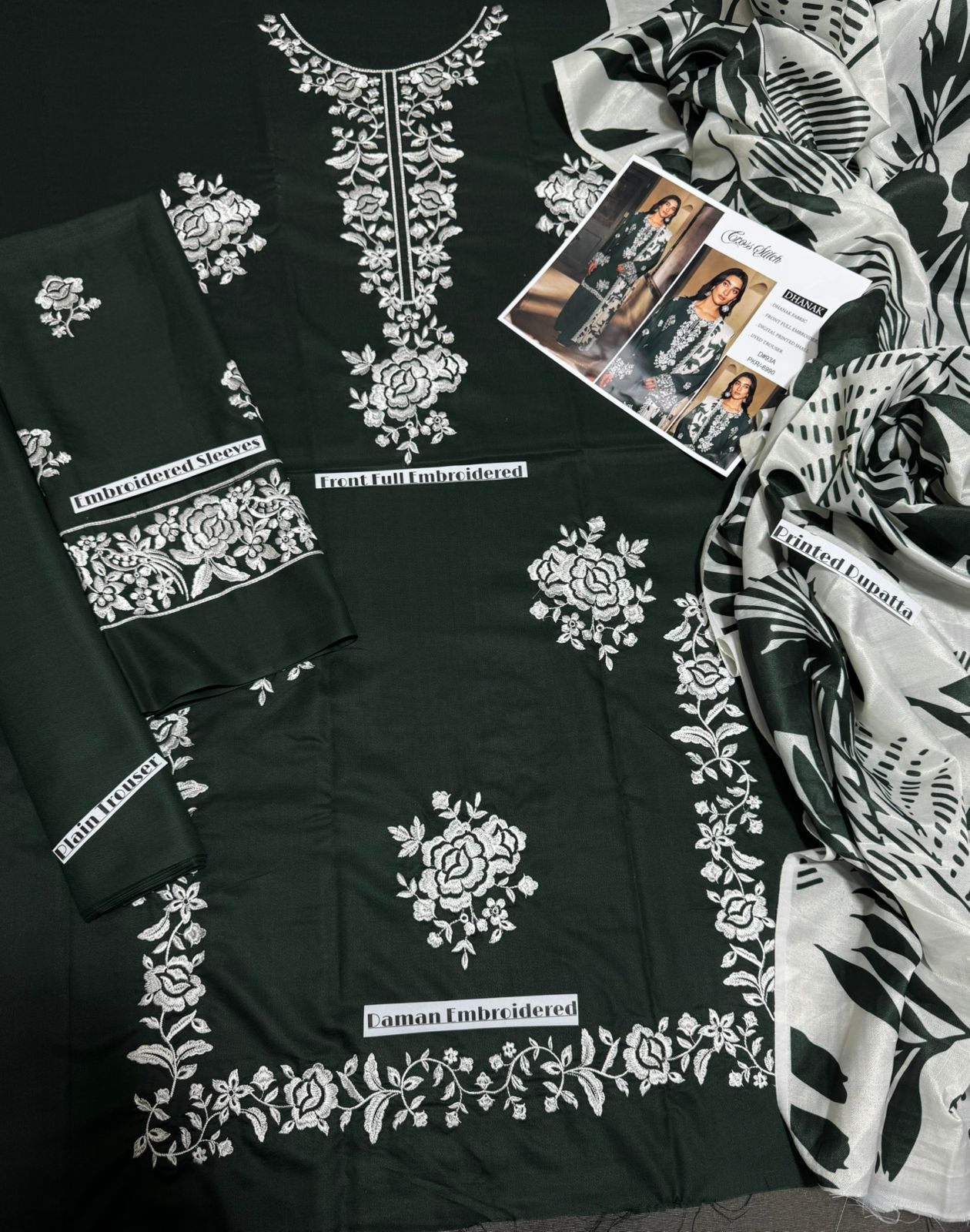 Cross stitch dhanak 3pc embroidered unstitched