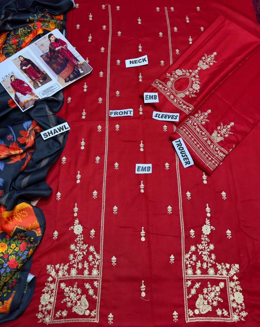 URGE  Dhanak Embroidered 3pc