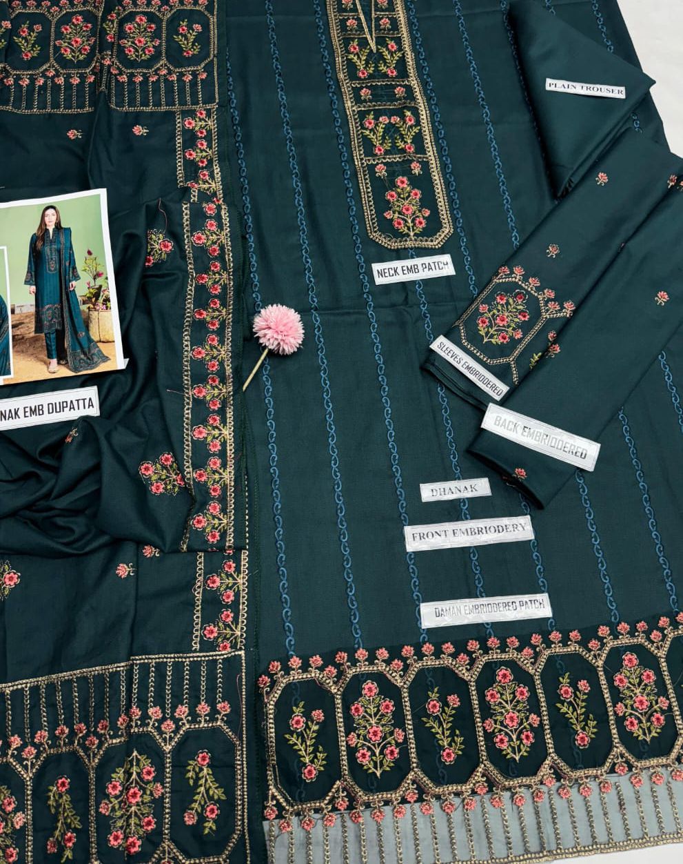 Mohagni dhanak 3pc embroidered unstitched