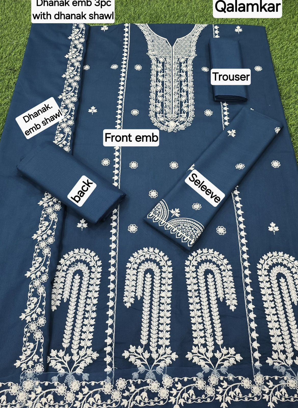 Qalamkar DHANAK EMBROIDERY 3PC