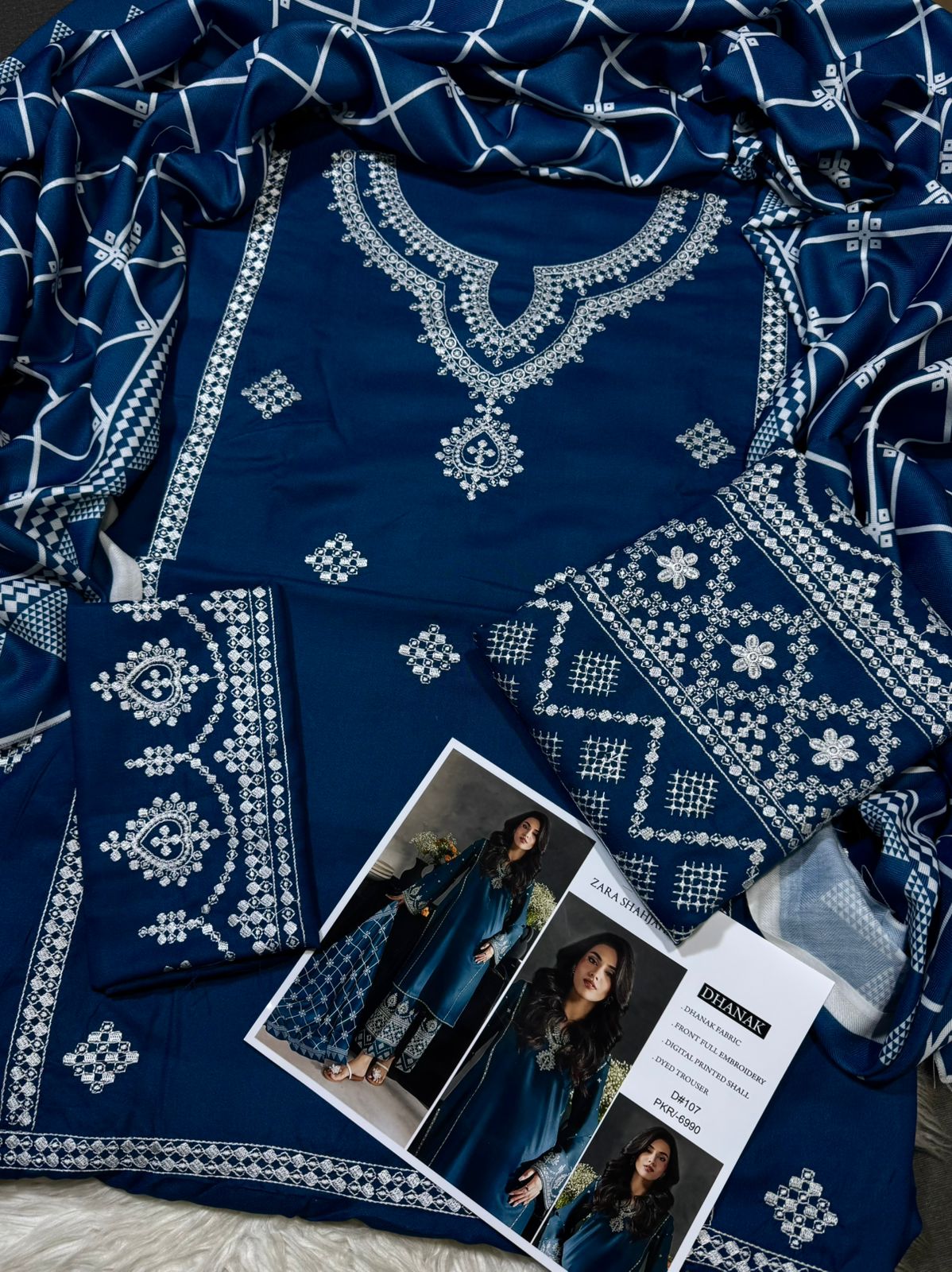 Zara shahjahan dhanak 3pc embroidered