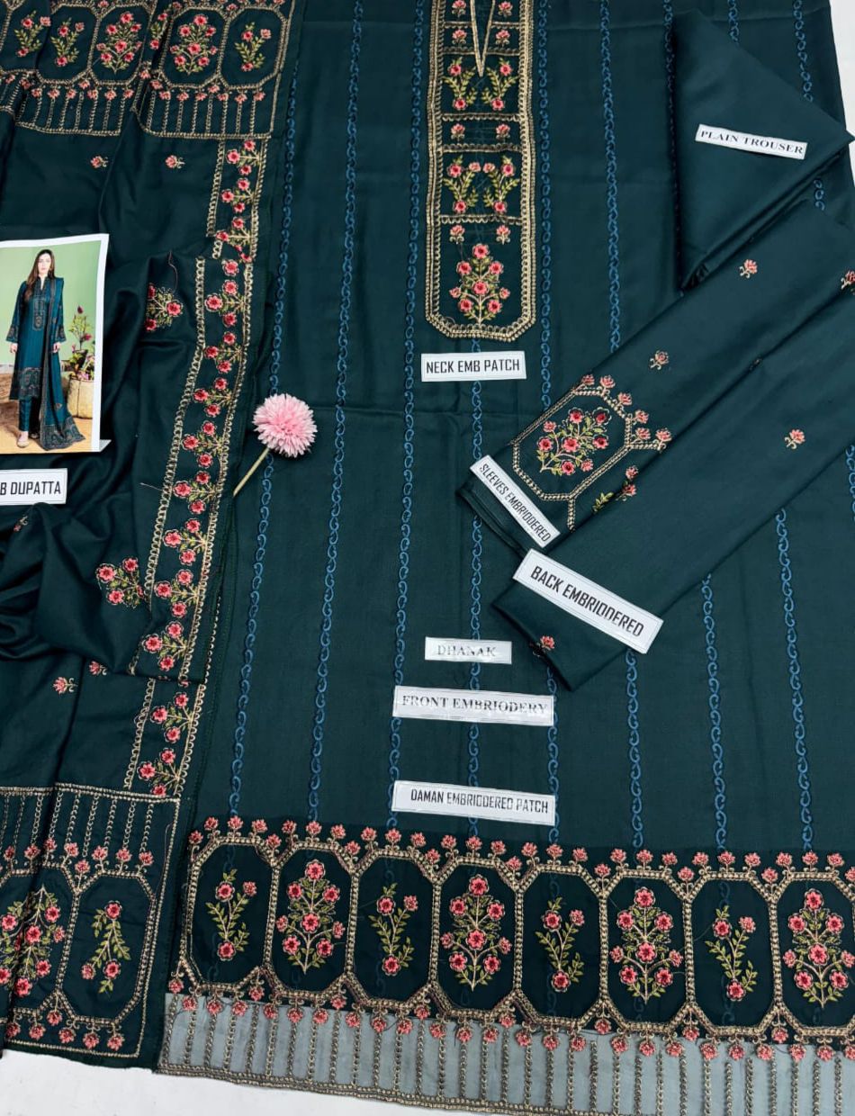 Mohagni dhanak 3pc embroidered unstitched