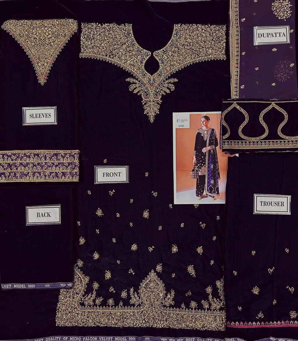 Jazmine velvet 3pc embroidered