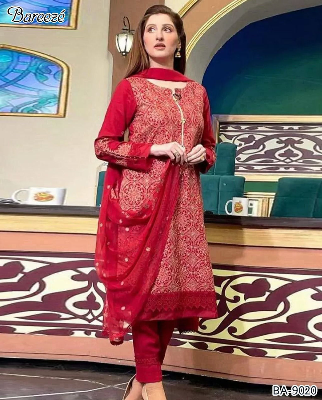 BAREEZE DHANAK EMBROIDERY 3PC