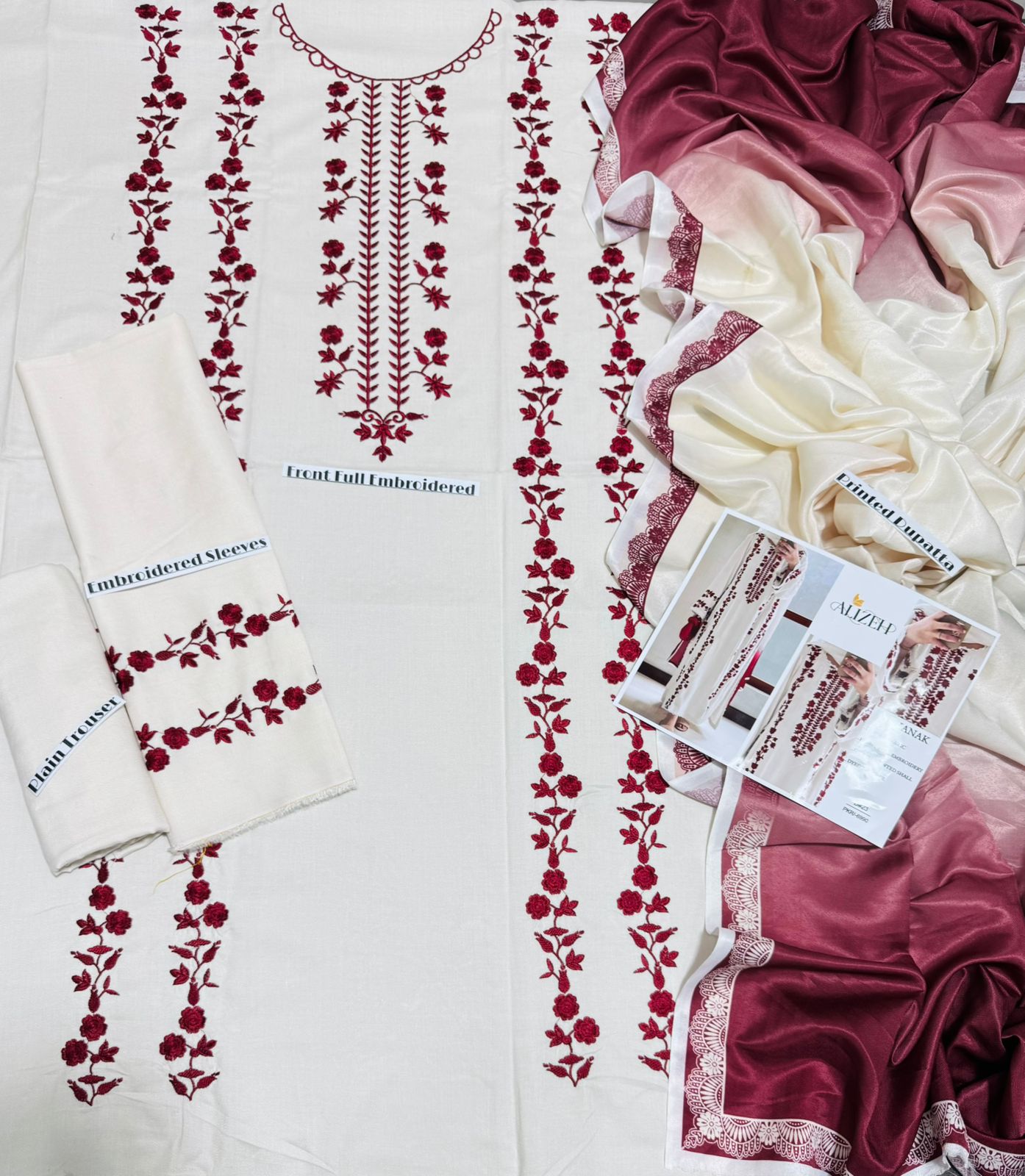 ALIZEH DHANAK 3PC FULL EMBROIDERED UNSTITCHED