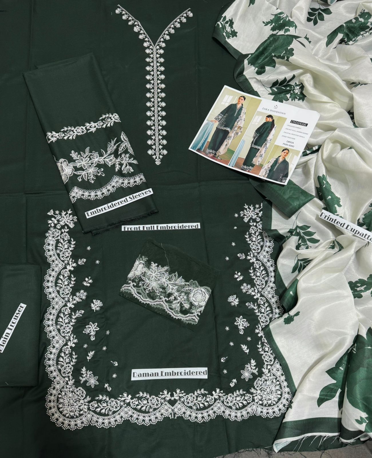 Zara shahjahan dhanak 3pc embroidered unstitched