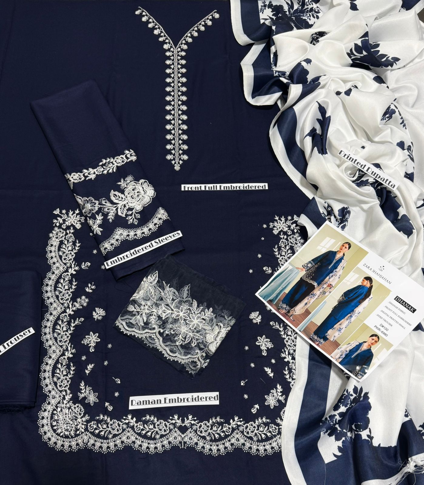 Zara shahjahan dhanak 3pc embroidered unstitched