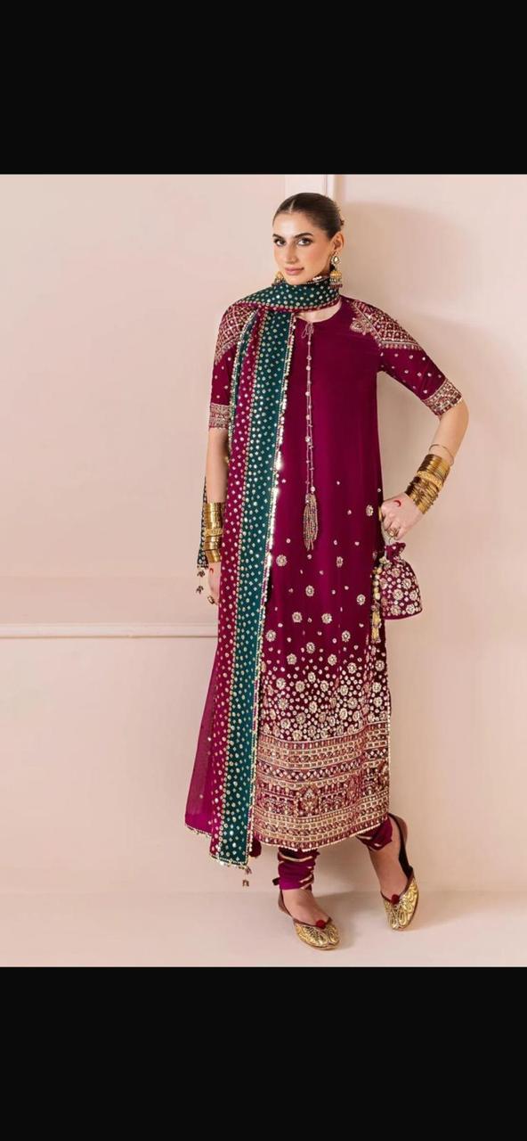 fancy velvet 3pc luxury wedding dress