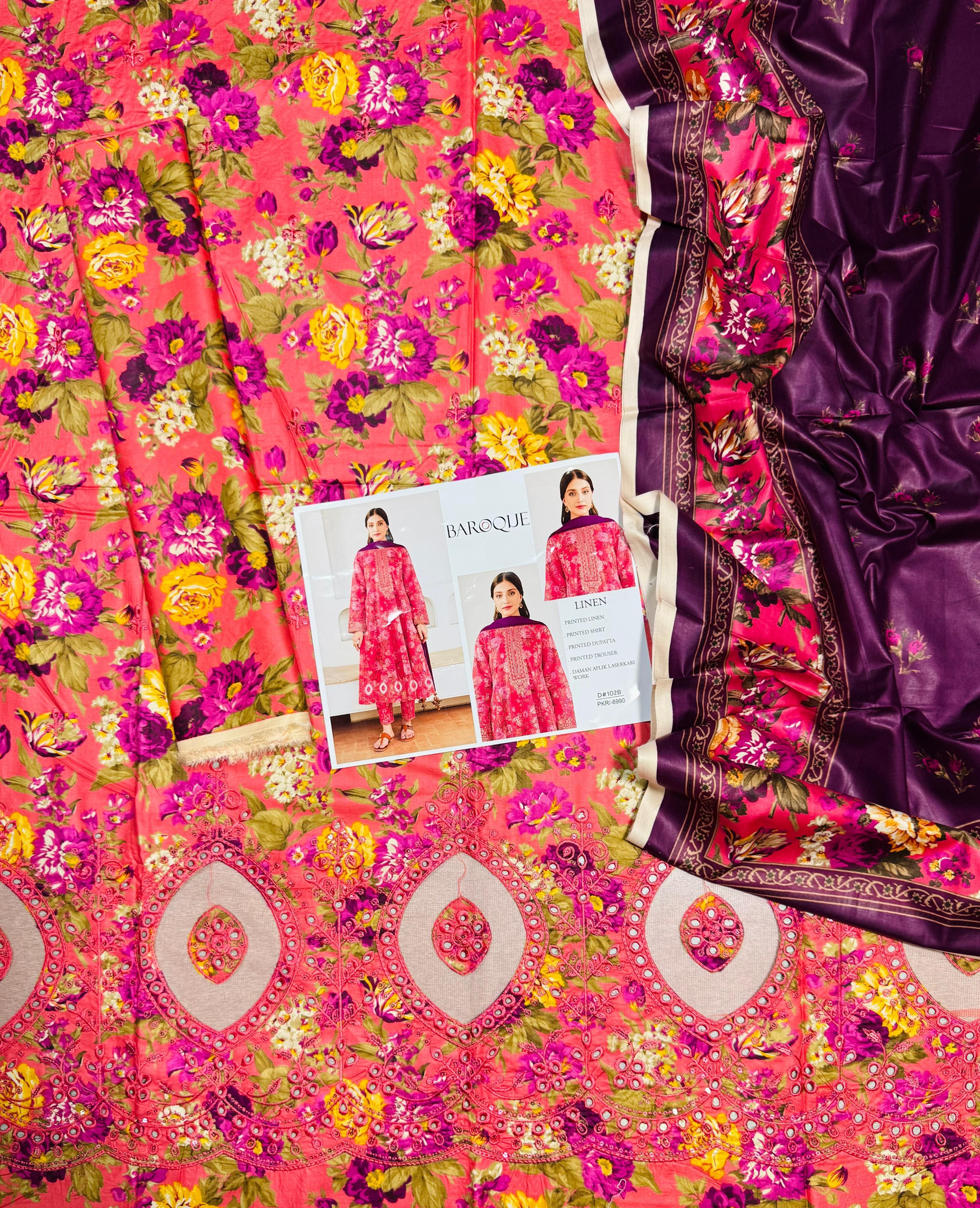 Baroque Daman LaserKari linen 3pc