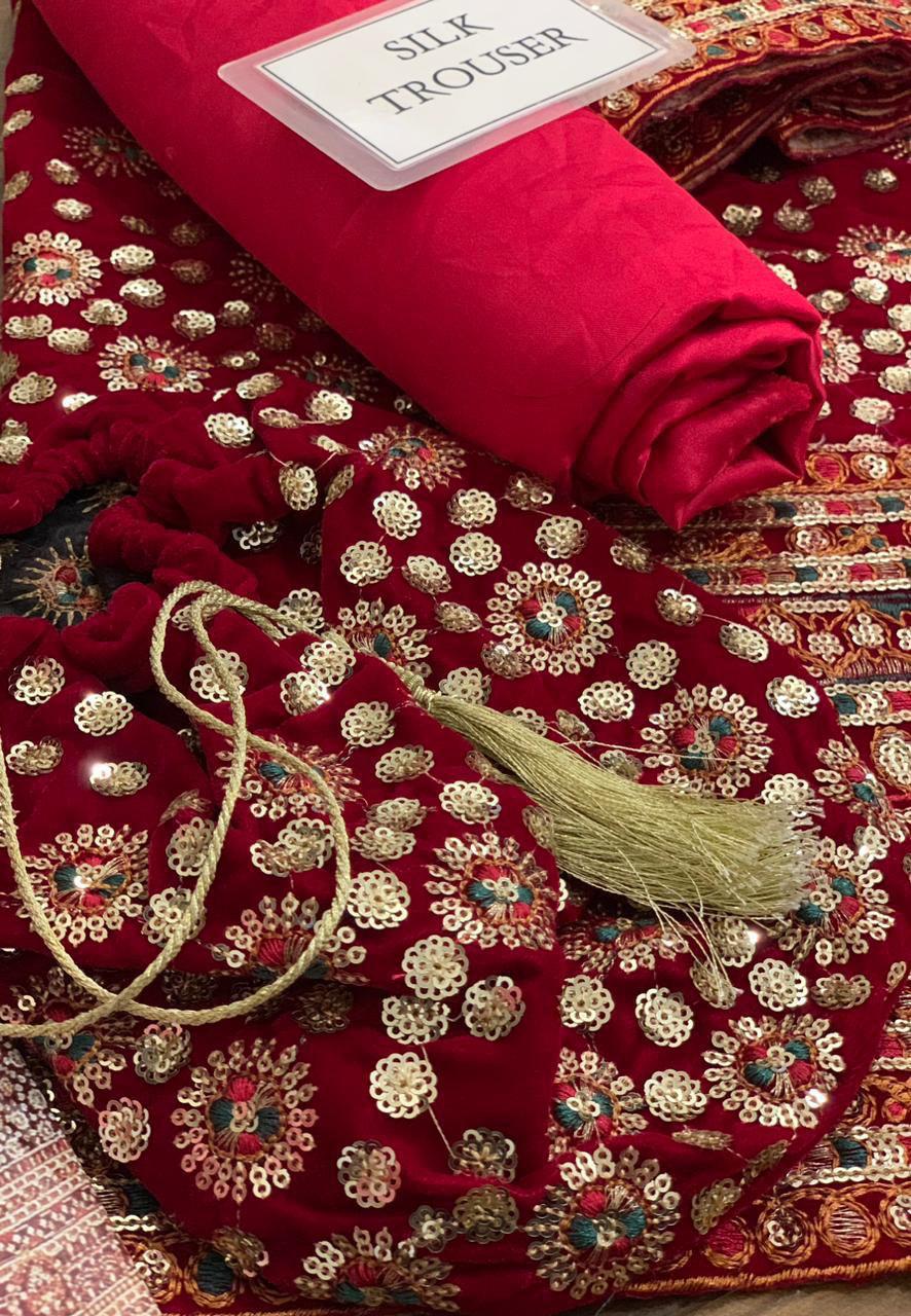 fancy velvet 3pc luxury wedding dress