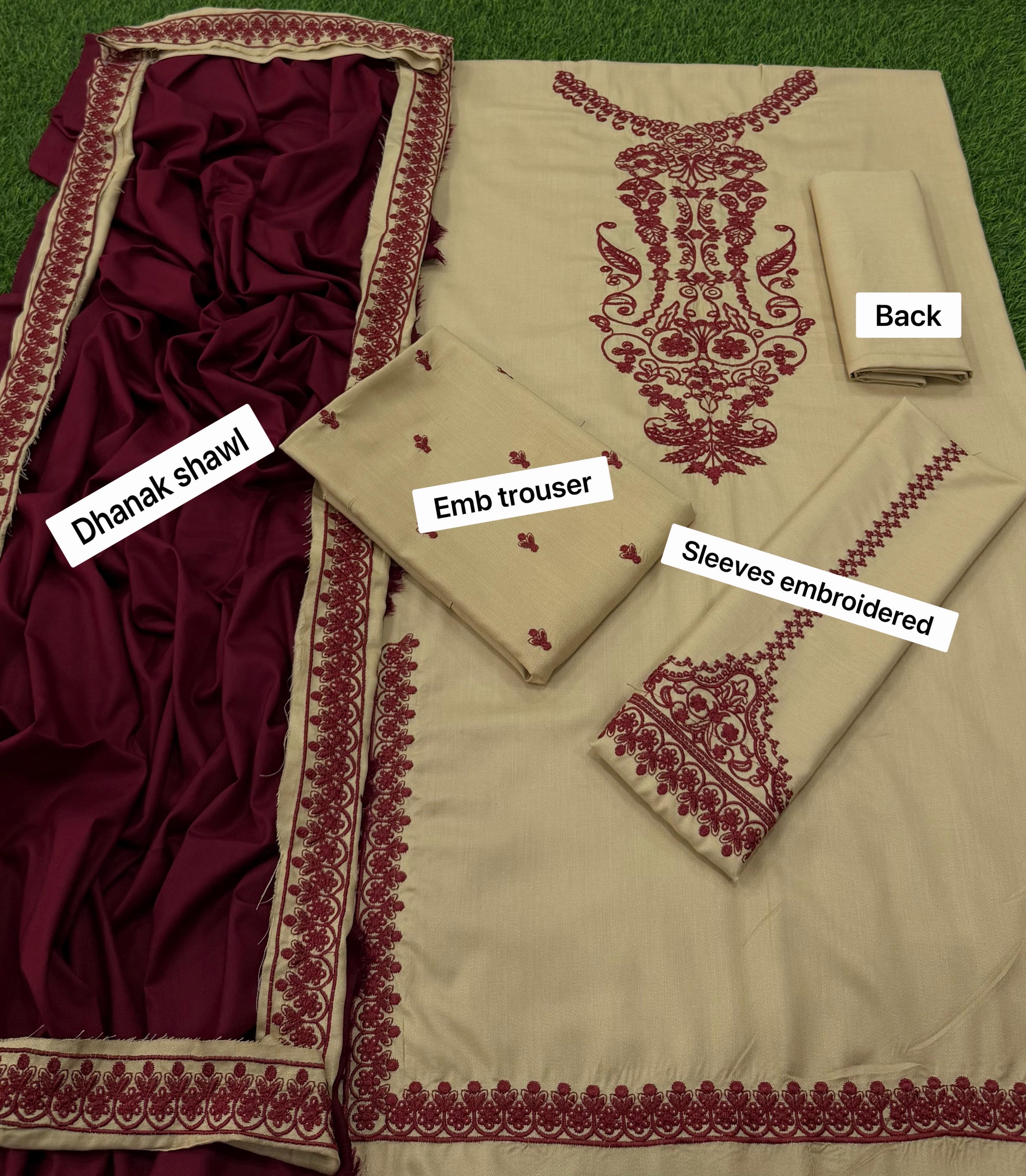 URGE EMBROIDERED DHANAK UNSTICHED 3pc